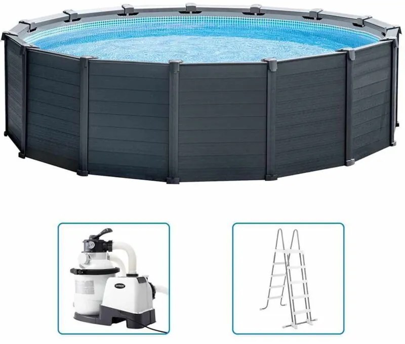 Intex - Set Piscina Fuori Terra Graphite Gray Panel 478x124 cm