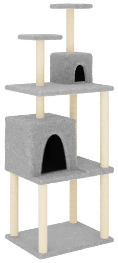Albero per gatti con tiragraffi in sisal grigio chiaro 167 cm