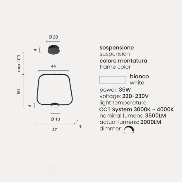 Lampada LED sospensione 35W - moderno Bianco ALFA Grande