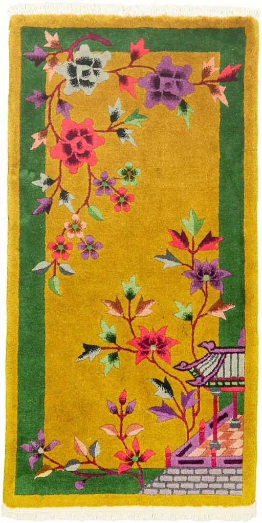 Peking Tappeto 60 x 120 Verde (Iran) Annodato A Mano