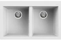 Lavello Elleci Incasso 2 vasche 79x50 Quadra 350 Keratek Plus Bianco White Assoluto LKQ35096