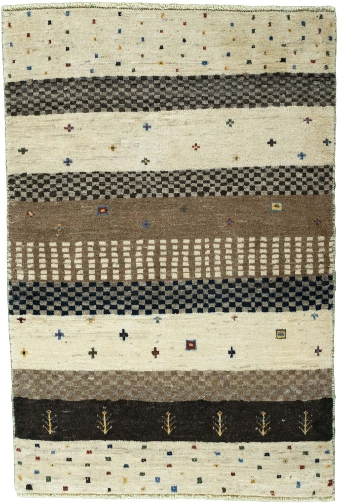 Gabbeh Tappeto 90x130 Beige (Iran) Annodato A Mano