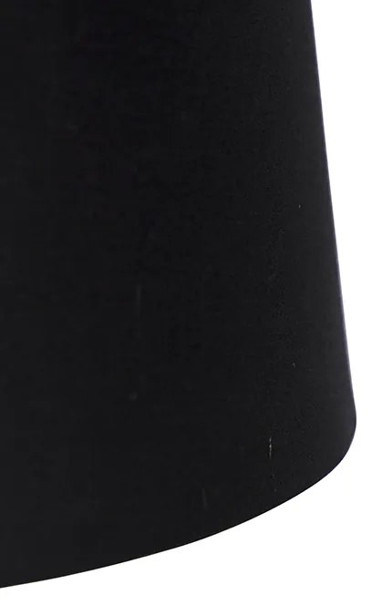 Lampada a sospensione nera con paralume in cotone nero e oro 35 cm - Blitz