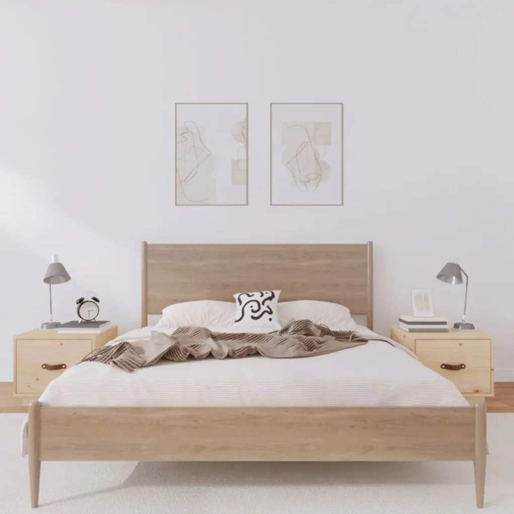 Comodini 2 Pz 40x34x35 Cm İn Legno Massello Di Pino /