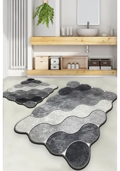 SET 2x Tappeto da bagno CIRCLE 60/100 cm grigio