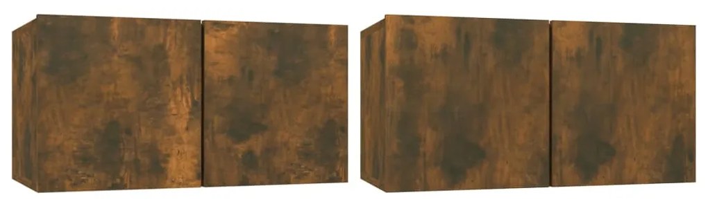 Mobili porta tv pensili 2 pz rovere fumo 60x30x30 cm