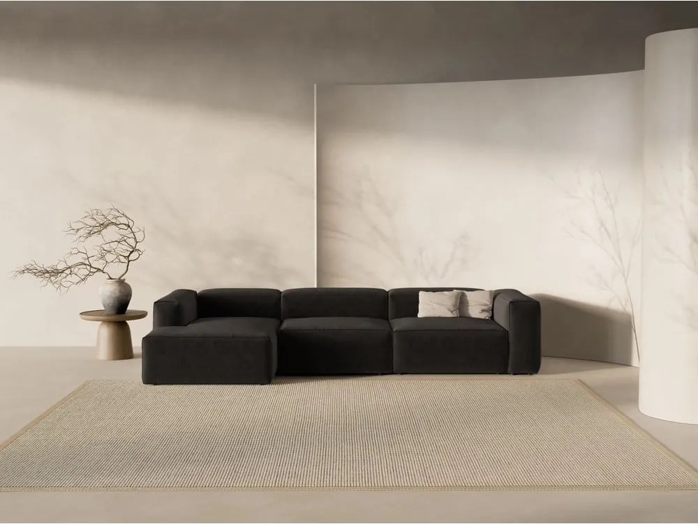 Divano angolare nero (con penisola a sinistra/con chaise lounge) Bergamo – Cosmopolitan Design