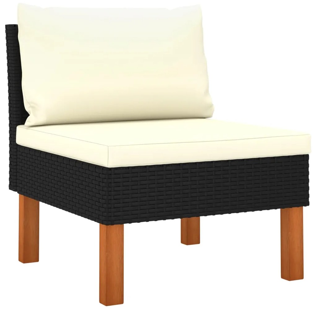 Set Divani da Giardino 10 pz con Cuscini in Polyrattan Nero