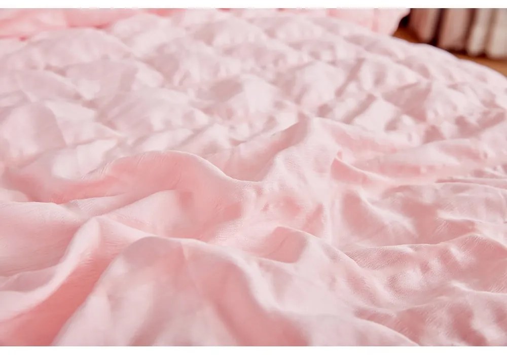 Biancheria da letto rosa in crêpe per letto singolo 140x200 cm Naomi – My House