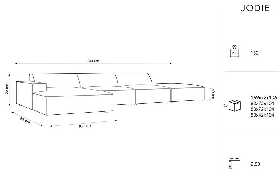 Divano angolare beige in tessuto bouclé (angolo sinistro) Jodie - Micadoni Home