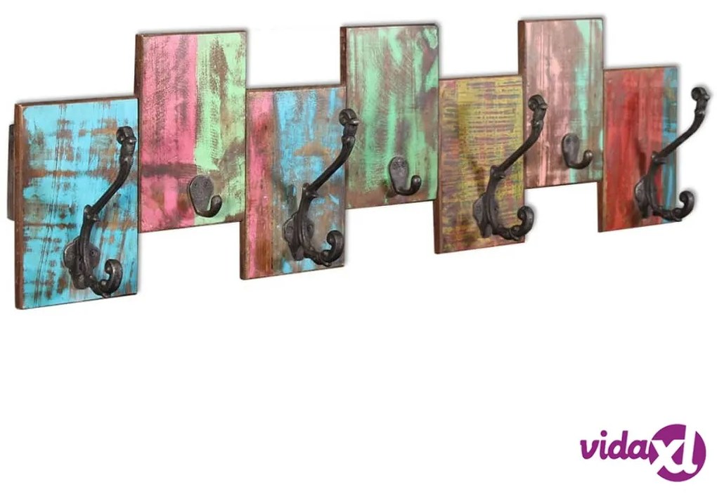 vidaXL Appendiabiti con 7 Ganci in Legno Massello di Recupero