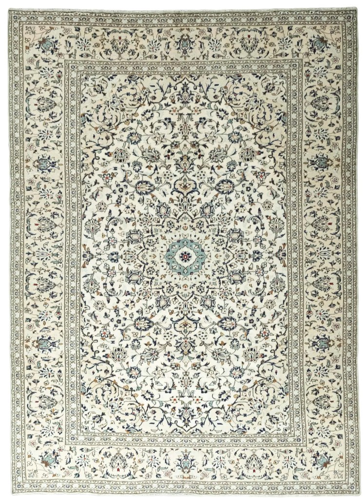 Kashan Tappeto 250x340 Beige (Iran) Annodato A Mano