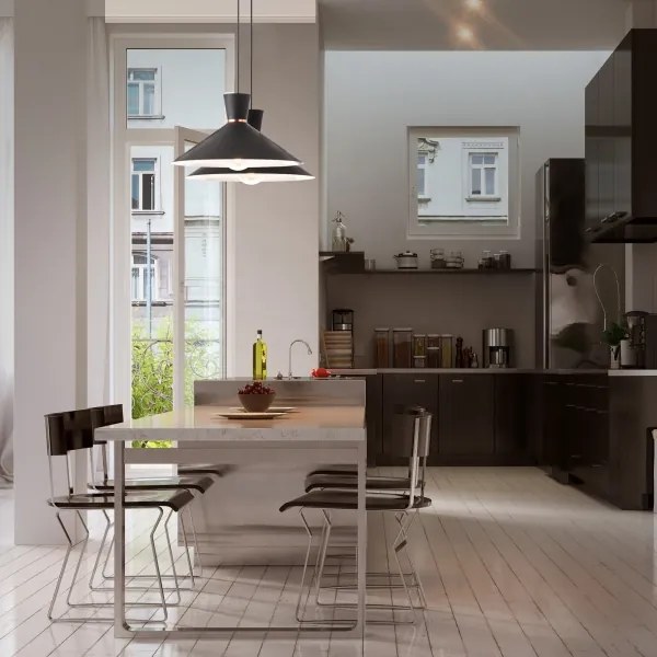 Redo 01-1462 - Lampadario a sospensione con filo KIMONO 1xE27/42W/230V diametro 39,5 cm nero