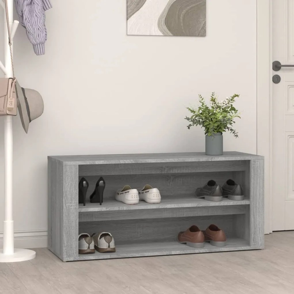 Scarpiera Grigio Cemento 100x35x45 Cm İn Legno Multistrato /