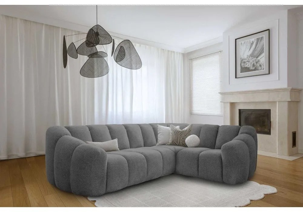 Divano angolare grigio (con penisola a destra/a L) Shell – Miuform