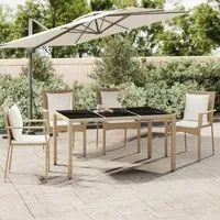 Tavolo da Giardino Piano Vetro Beige Polyrattan Vetro Temperato 319553