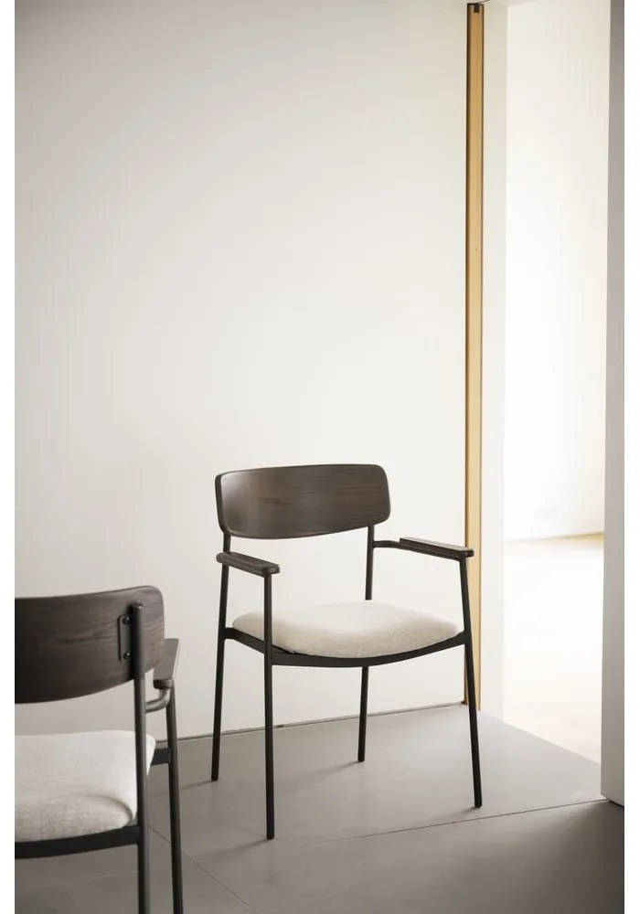 Sedie da pranzo color crema e marrone scuro in un set di 2 pezzi Maymont - Rowico