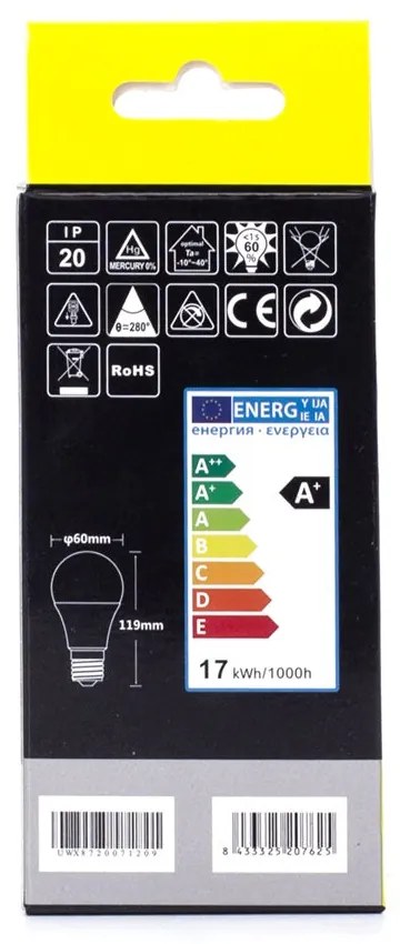 LED A5 A60 BIG ANGLE E27 17W 4000k 1720lm 230V D60*H119mm