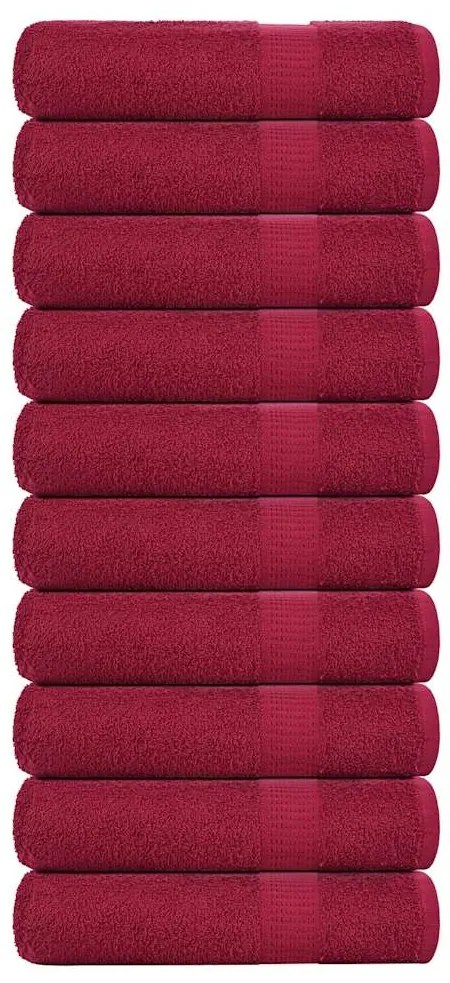 Asciugamani 10 Pz Bordò 50x100 Cm 360 G/m² 100% Cotone /