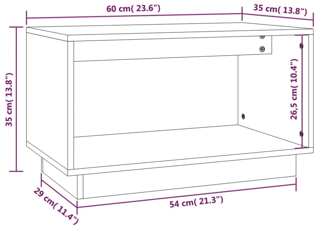 Mobile Porta TV Grigio 60x35x35 cm in Legno Massello di Pino