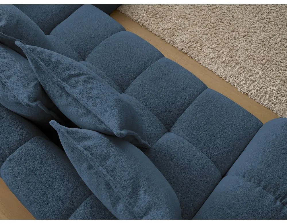 Divano angolare blu scuro allungabile e con contenitore (penisola a destra/a L) con rivestimento in ciniglia Everest – Bobochic Paris