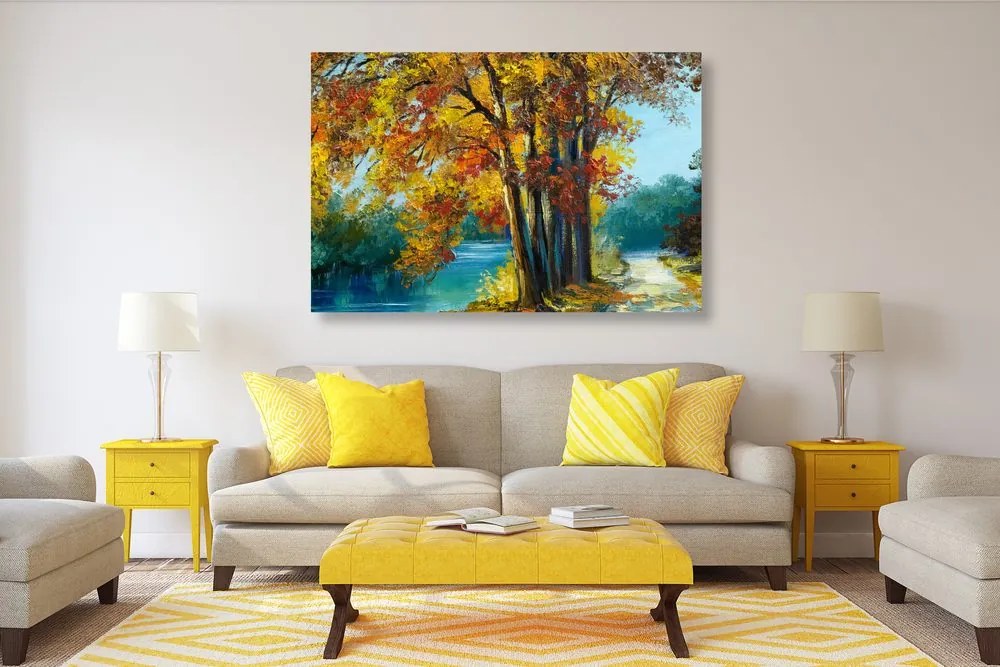 Stampa su tela – Alberi dipinti nei colori dell'autunno
