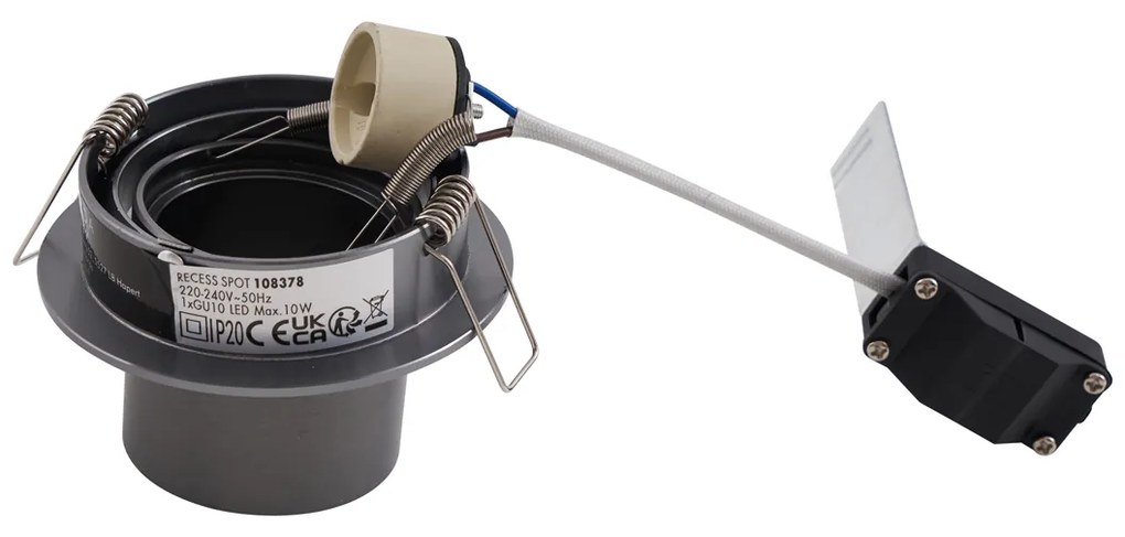 Set di 6 faretti da incasso moderni color canna di fucile GU10 rotondi orientabili da 50mm - Installa