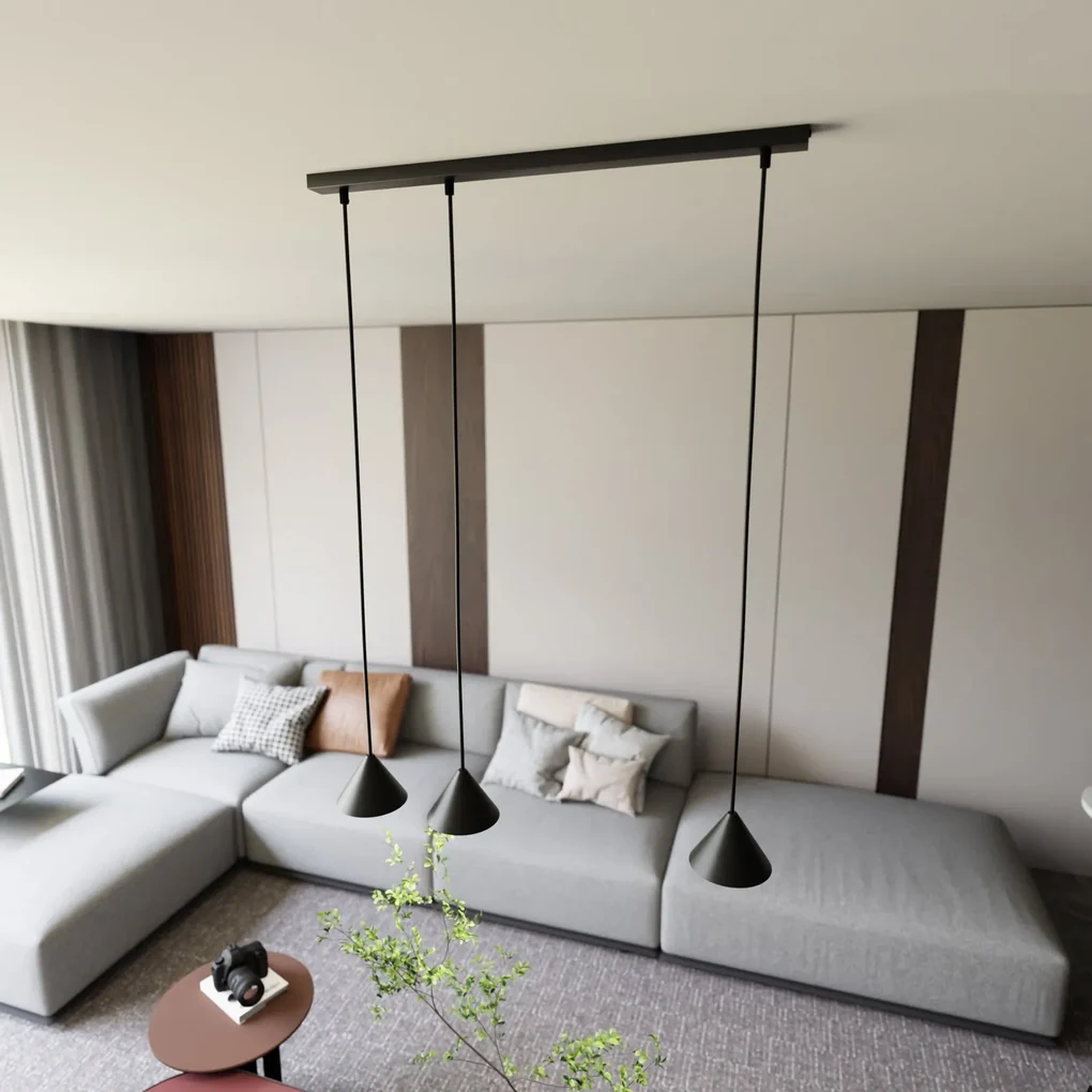 Sospensione Minimal Elit 3 Luci In Acciaio Nero