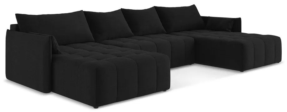 Divano angolare nero allungabile/con contenitore (a U) Moku – Makamii