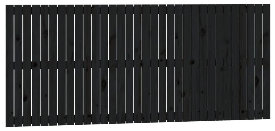 Testiera da parete nera 204x3x90 cm in legno massello di pino