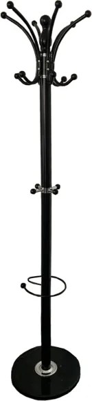 Appendiabiti da terra 175 cm Nero - 16 ganci e portaombrelli