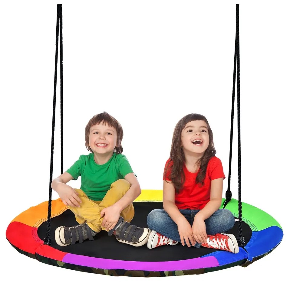 Costway Altalena disco per bambini con design reversibile, Altalena giocattolo per interno ed esterno Colorato