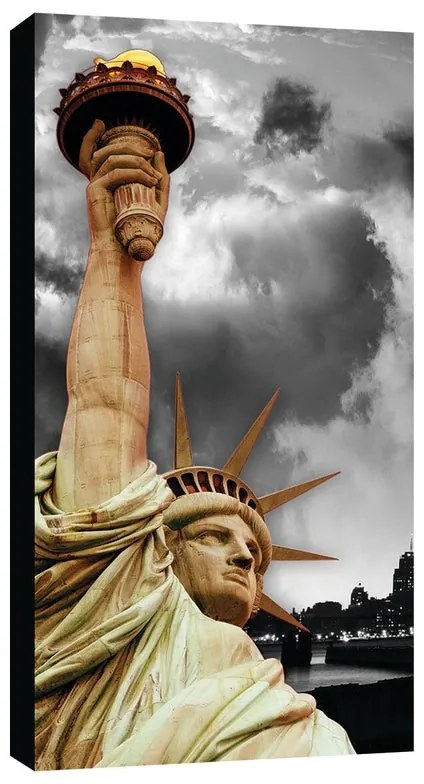 Stampa su tela Statue of Liberty grey sky, multicolore 120 x 60 cm