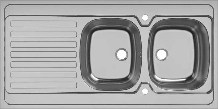 Lavello sopratop 2 vasche in inox grigio DELINIA Kama L 60 x L 120 cm, reversibile