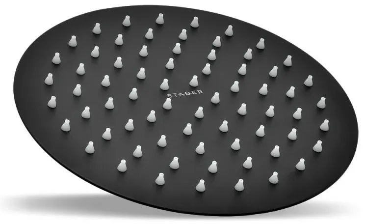 Soffione doccia tondo 20 cm in acciaio inox nero opaco anticalcare