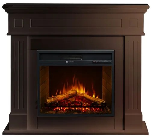 Camino elettrico da terra in legno Noce CAMBRIDGE 110x36x100h cm
