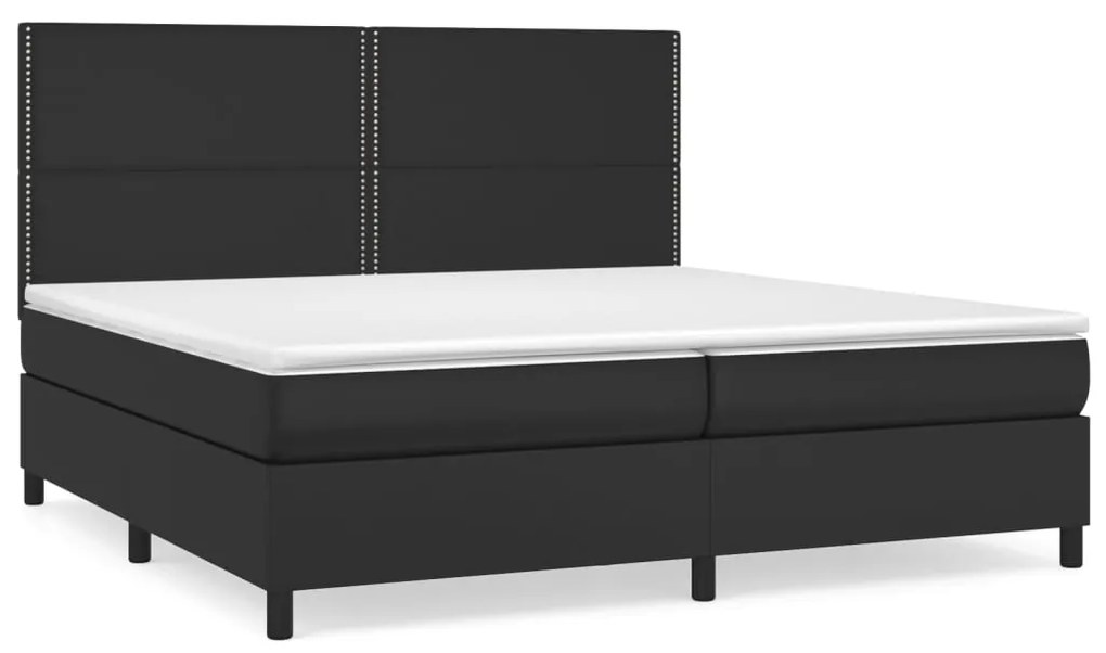Giroletto a molle con materasso nero 200x200 cm in similpelle