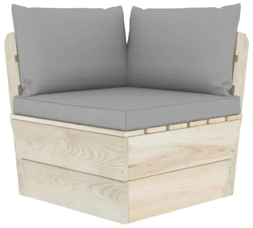 Set Divani da Giardino su Pallet 9 pz con Cuscini Legno Abete