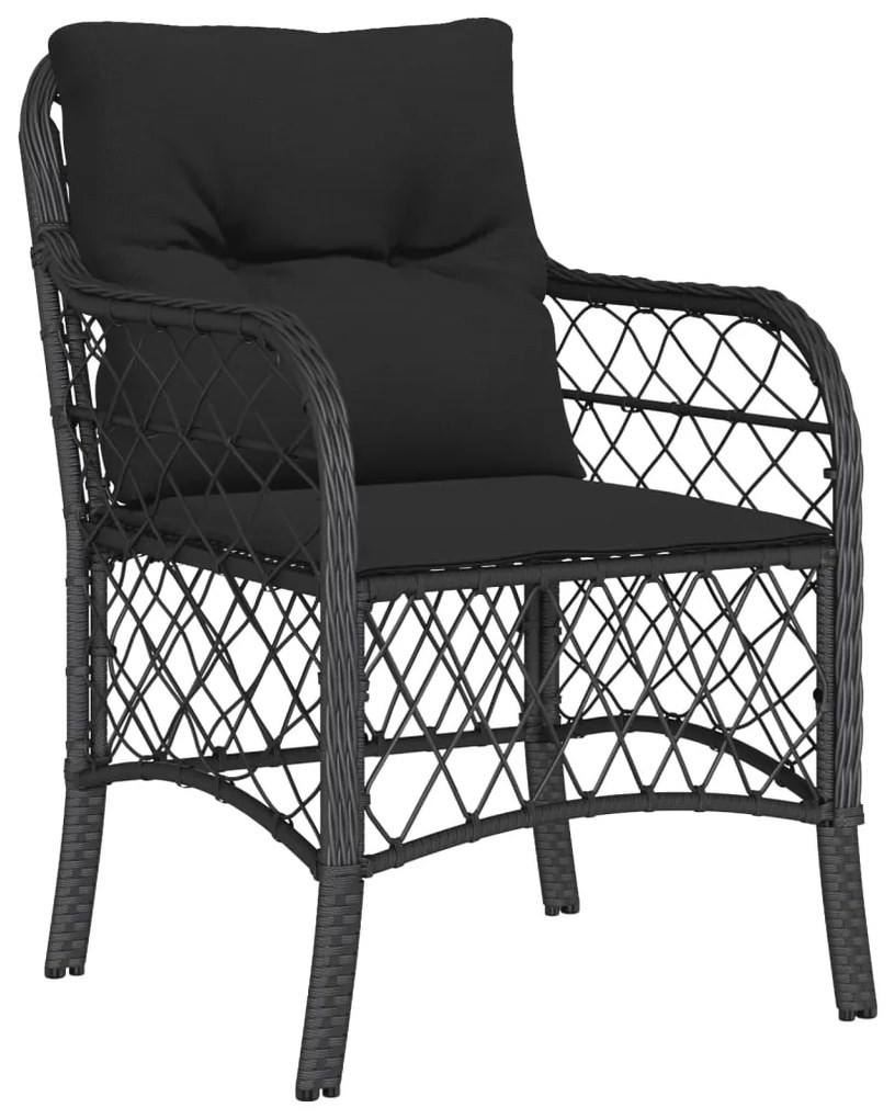 Set da Pranzo da Giardino 5 pz Nero con Cuscini in Polyrattan