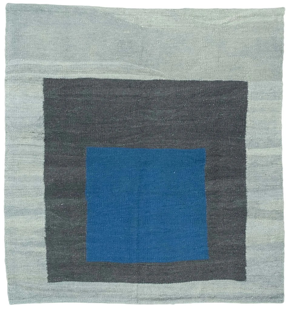 Kilim Tappeto 130x120 Nero (Iran) Tessuto A Mano