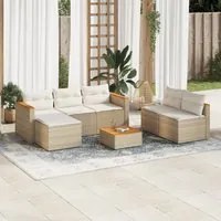 Set Divano da Giardino 5 pz con Cuscini Beige Polyrattan Acacia 3213539