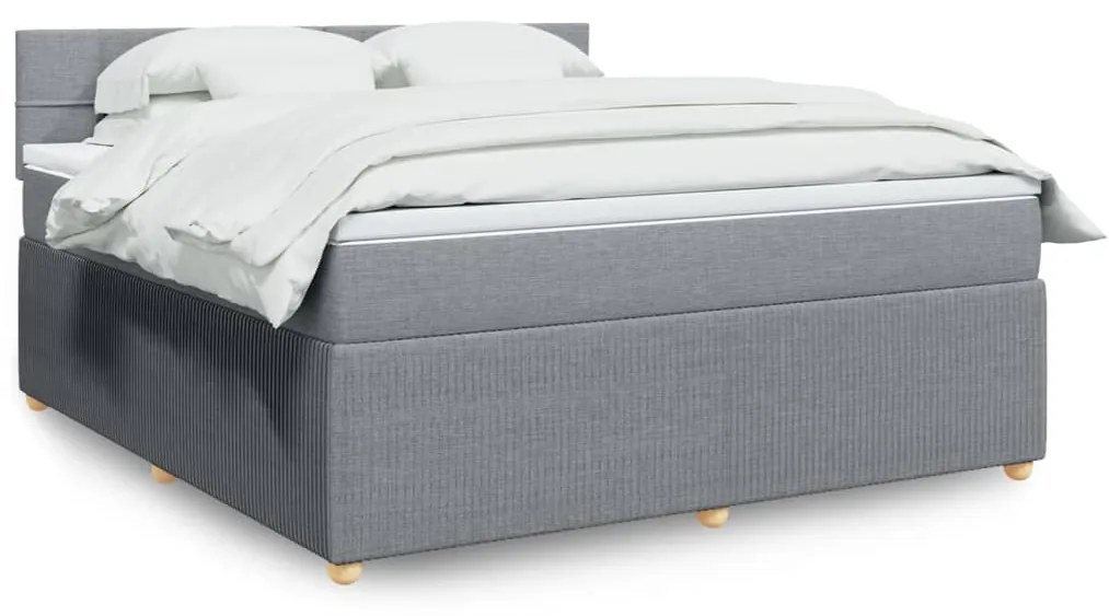 Giroletto A Molle Con Materasso Grigio Chiaro180x200 Cm Tessuto /