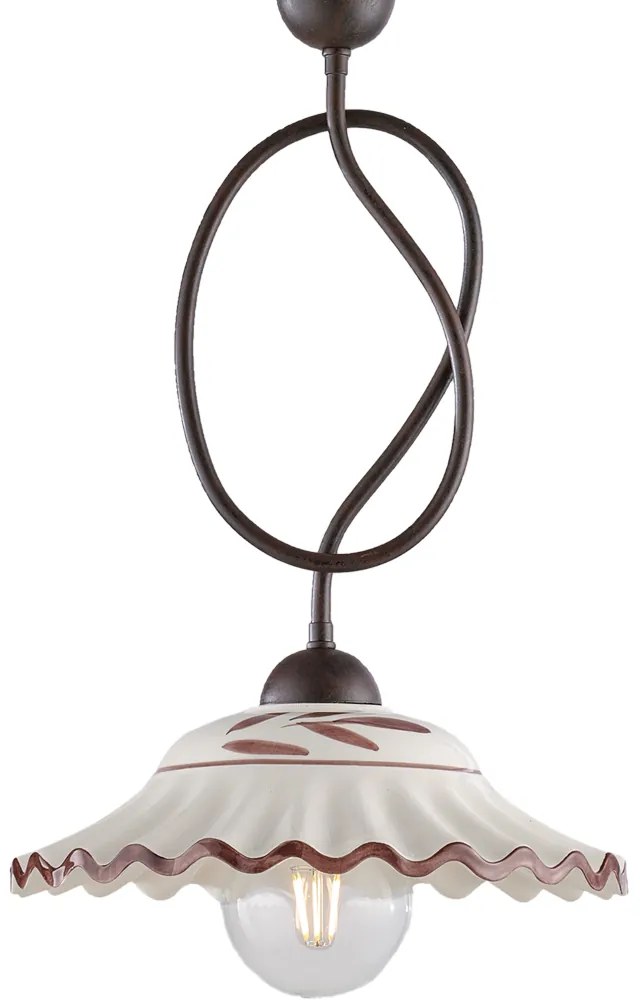 Sospensione Country Chic Bistrot 1 Luce Ruggine Con Ceramica Vietrese