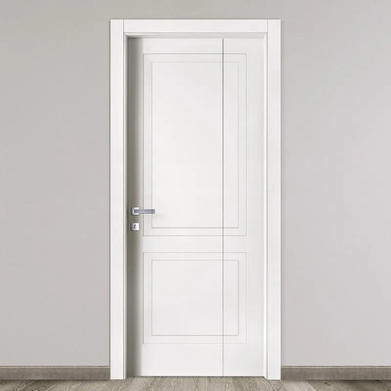 Porta interna pieghevole a libro asimmetrica Polaris in legno laccato colore bianco, L 70 x H 210 cm, apertura a destra