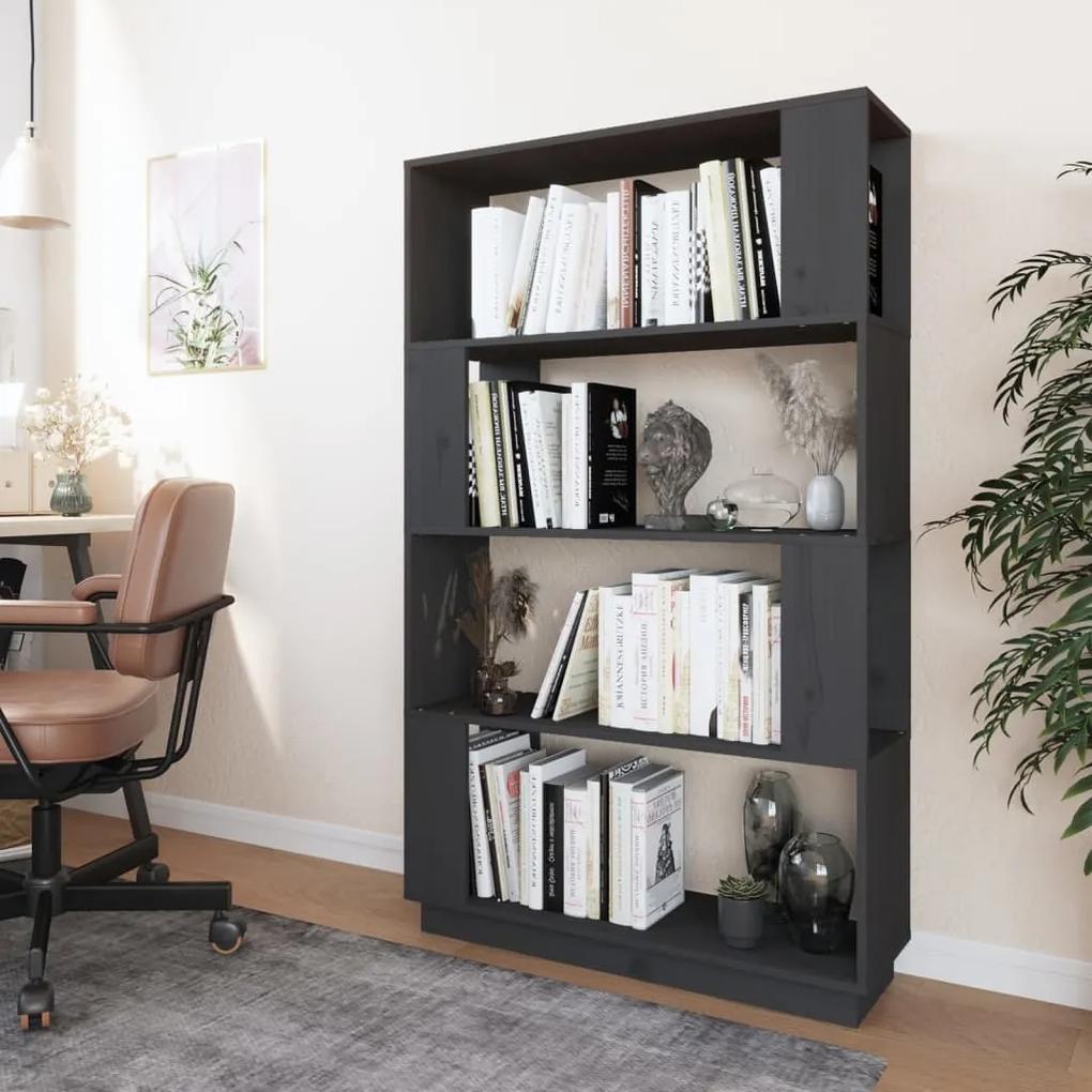 Libreria/divisorio grigio 80x25x132 cm legno massello di pino