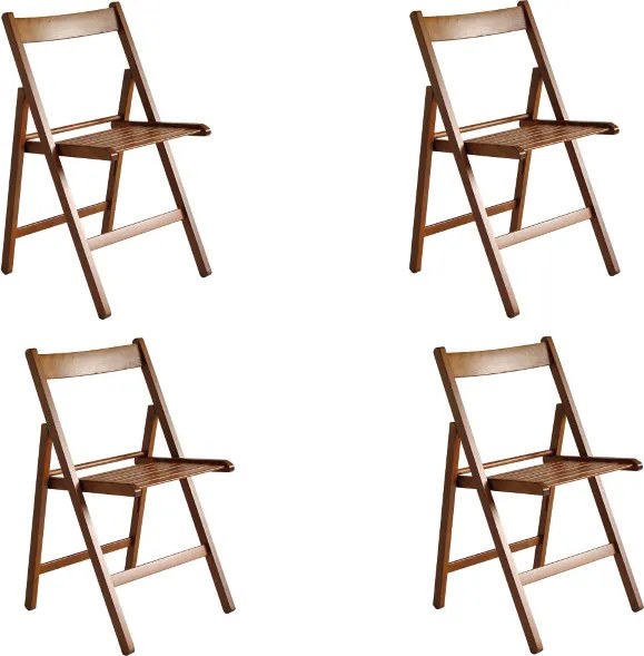 Sedia richiudibile per campeggio casa giardino in legno massello Noce set 4