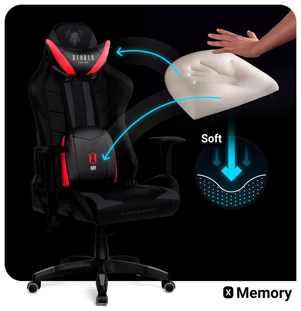 Sedia da gaming Diablo X-Ray King Size: nero-rosso