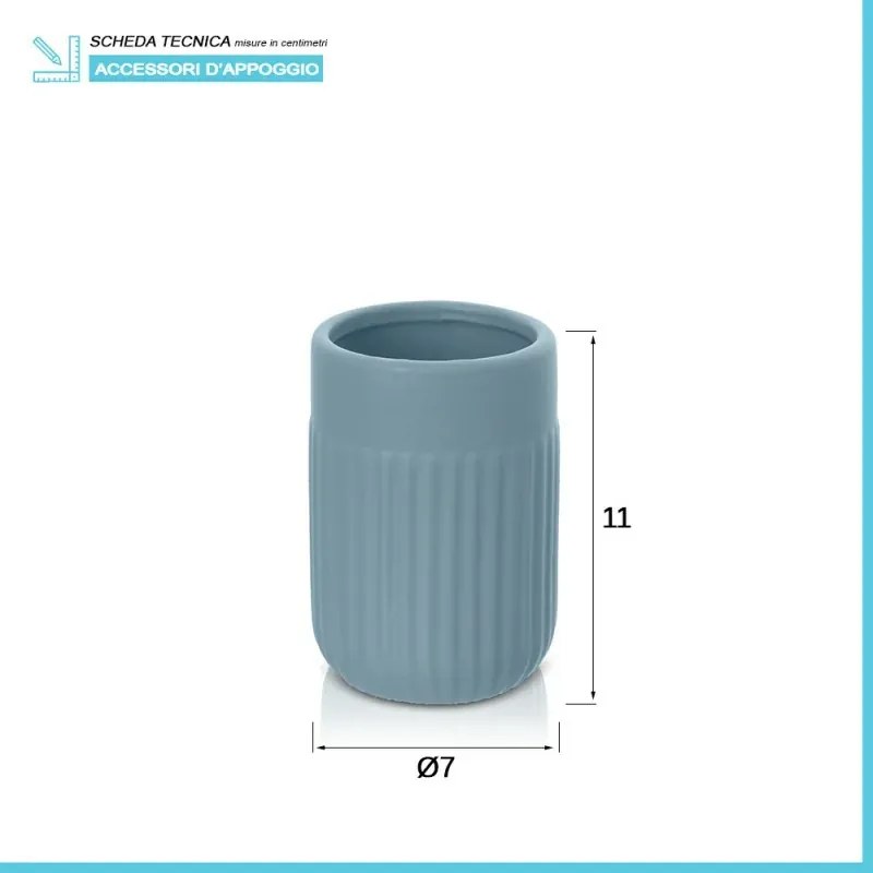 Portaspazzolini da appoggio turchese cobalto in ceramica Cup