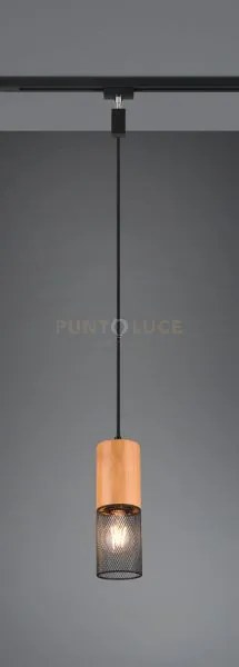 Duoline tosh sospensione metallo nero e legno d. 8cm 1 luce attacco...