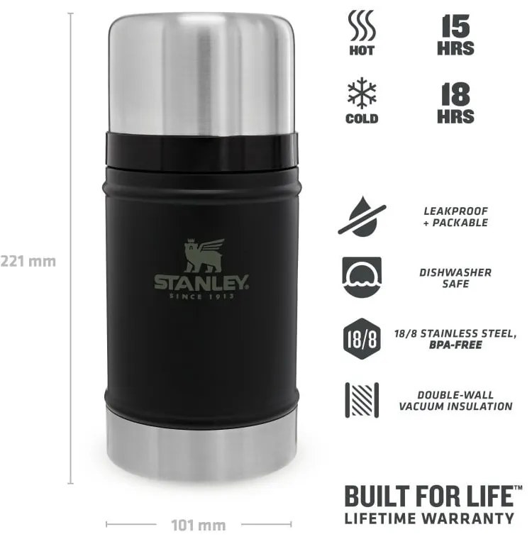 Borraccia termica nera in acciaio inox 700 ml Legendary Classic Black – Stanley
